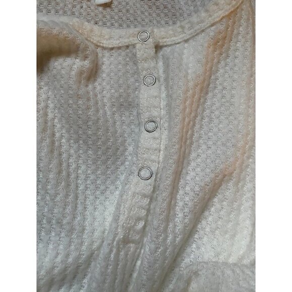 Bp henley long sleeve BNWOT white  top sz medium womens snap button oversize - Picture 6 of 6